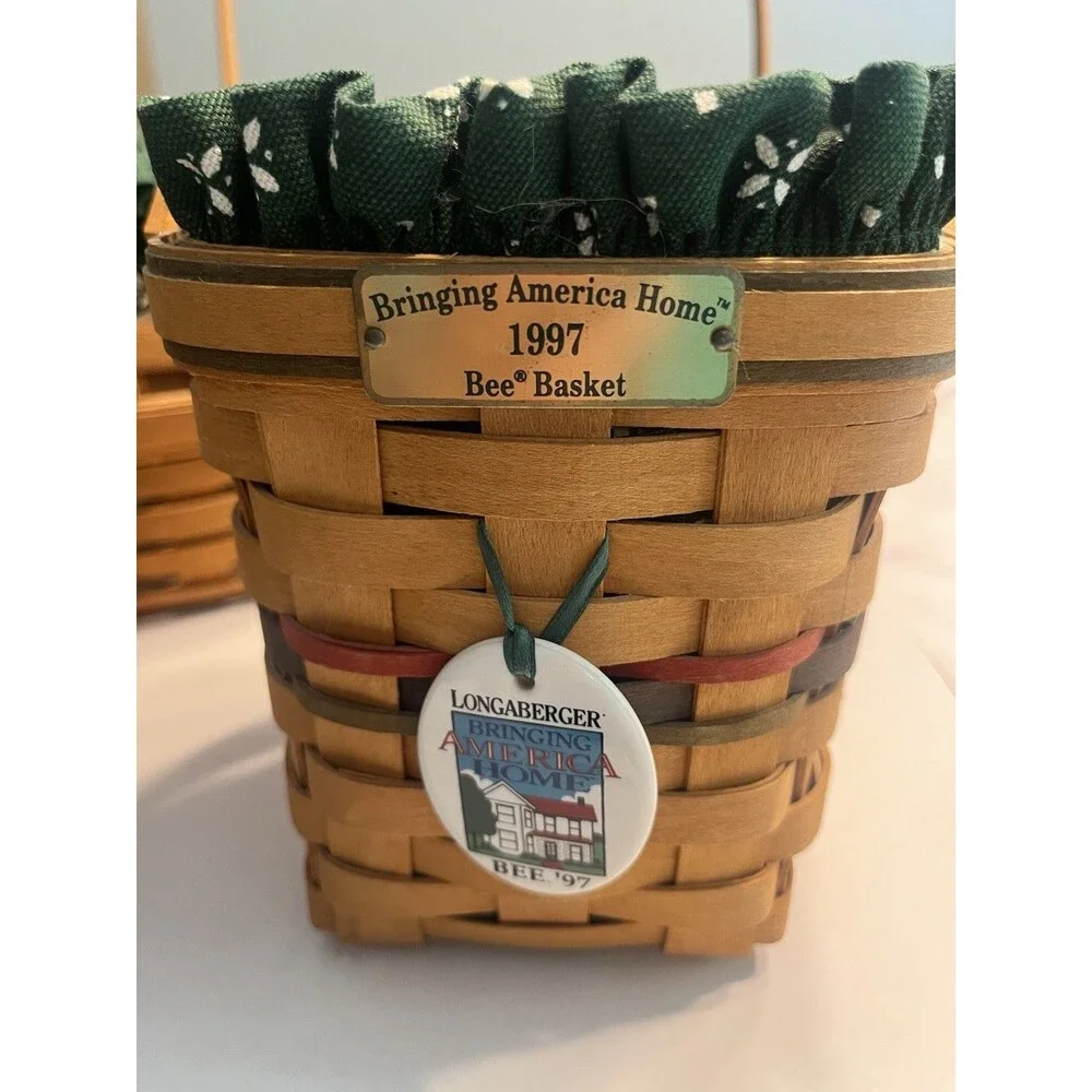 5 Longaberger Basket Pie Bee Small Key Sage Green Traditions Liner Protectors